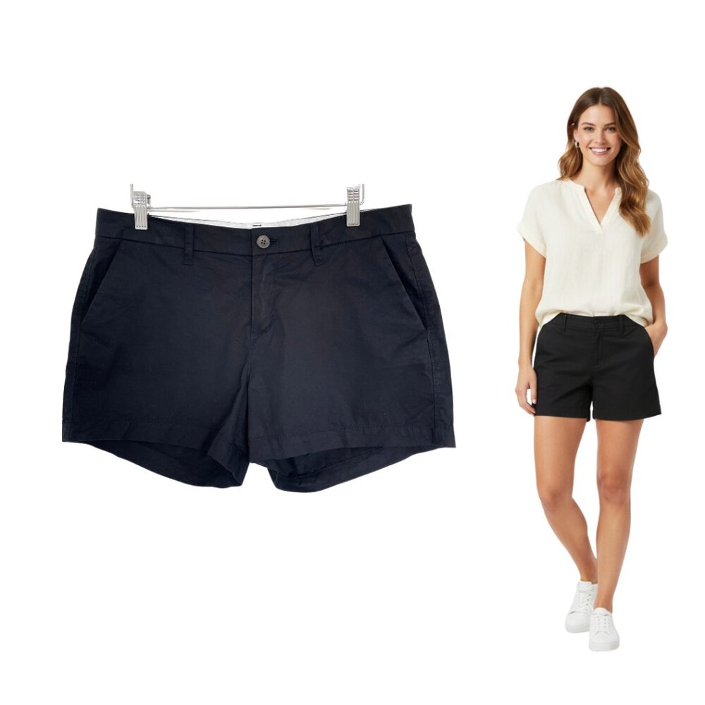 Old Navy Shorts Women 6 Black Jack Chino Khakis Casual Preppy Cotton 119551-00